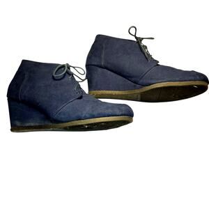 Hot Tomatoe  11 Blue Suede Women's Chelsea Boots Shoes 2 1/2 Wedge Heel